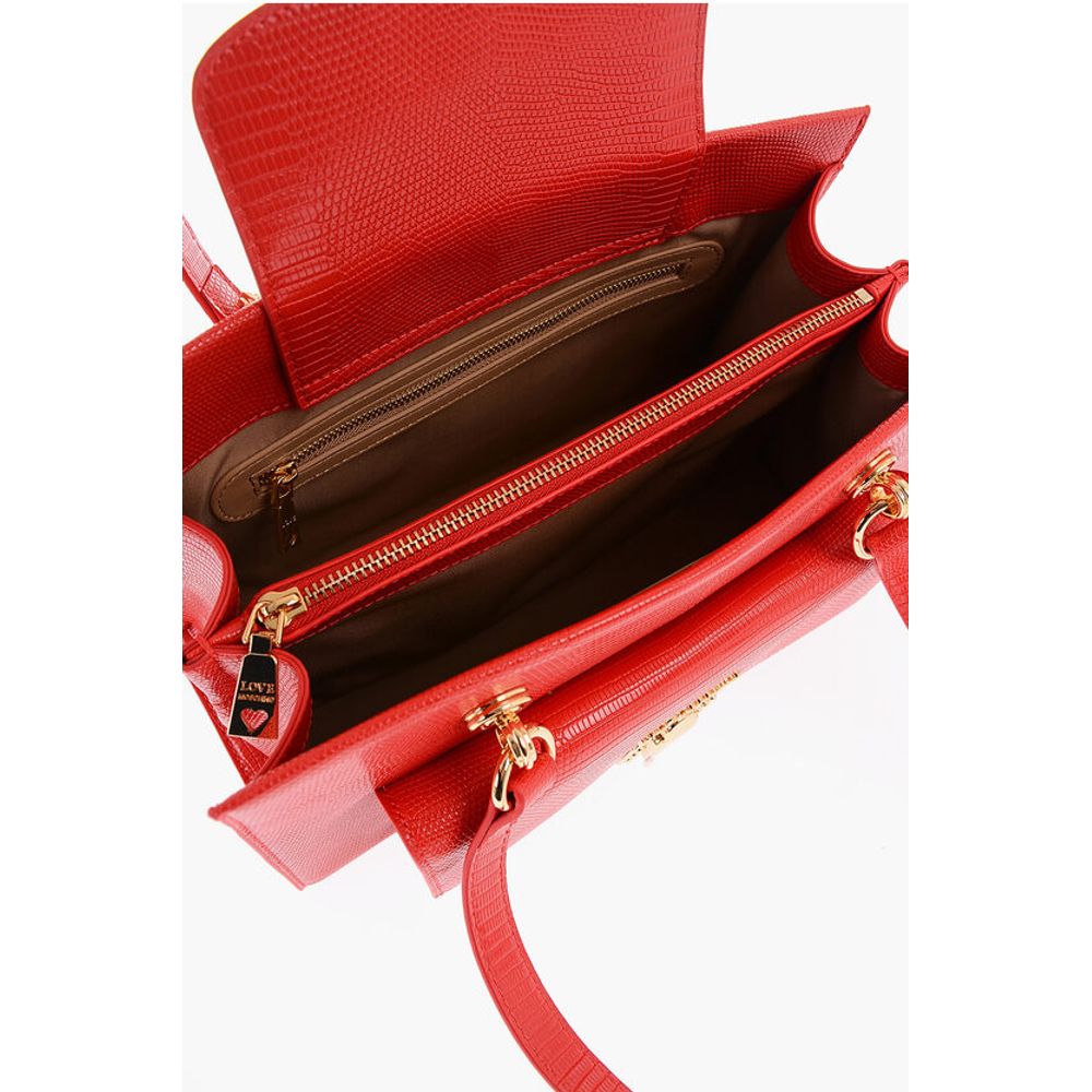 Moschino LOVE Faux Leather Shoulder Bag with Golden Details - Image 5