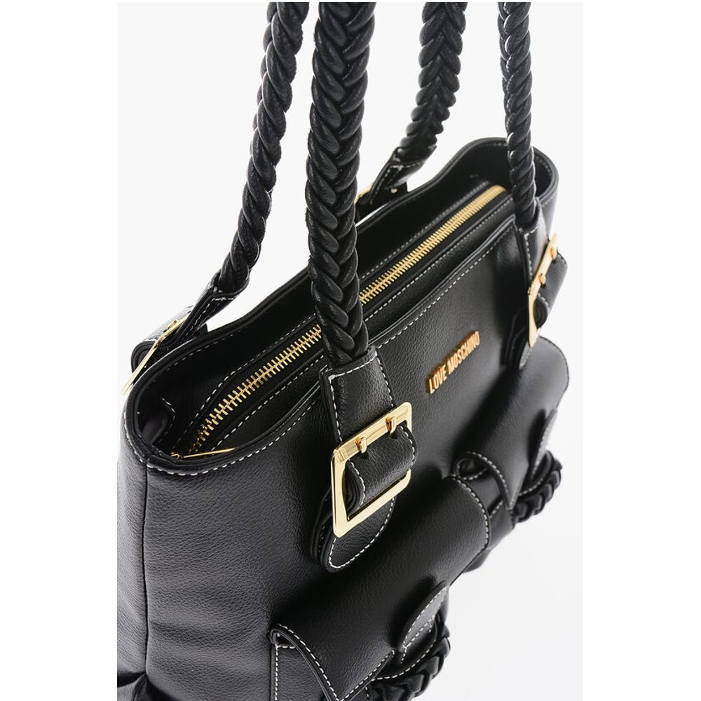 Moschino LOVE Faux Leather Shoulder Bag with Braided Handle - Image 3