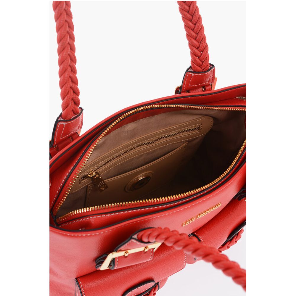 Moschino LOVE Faux Leather Shoulder Bag with Braided Handle - Image 5