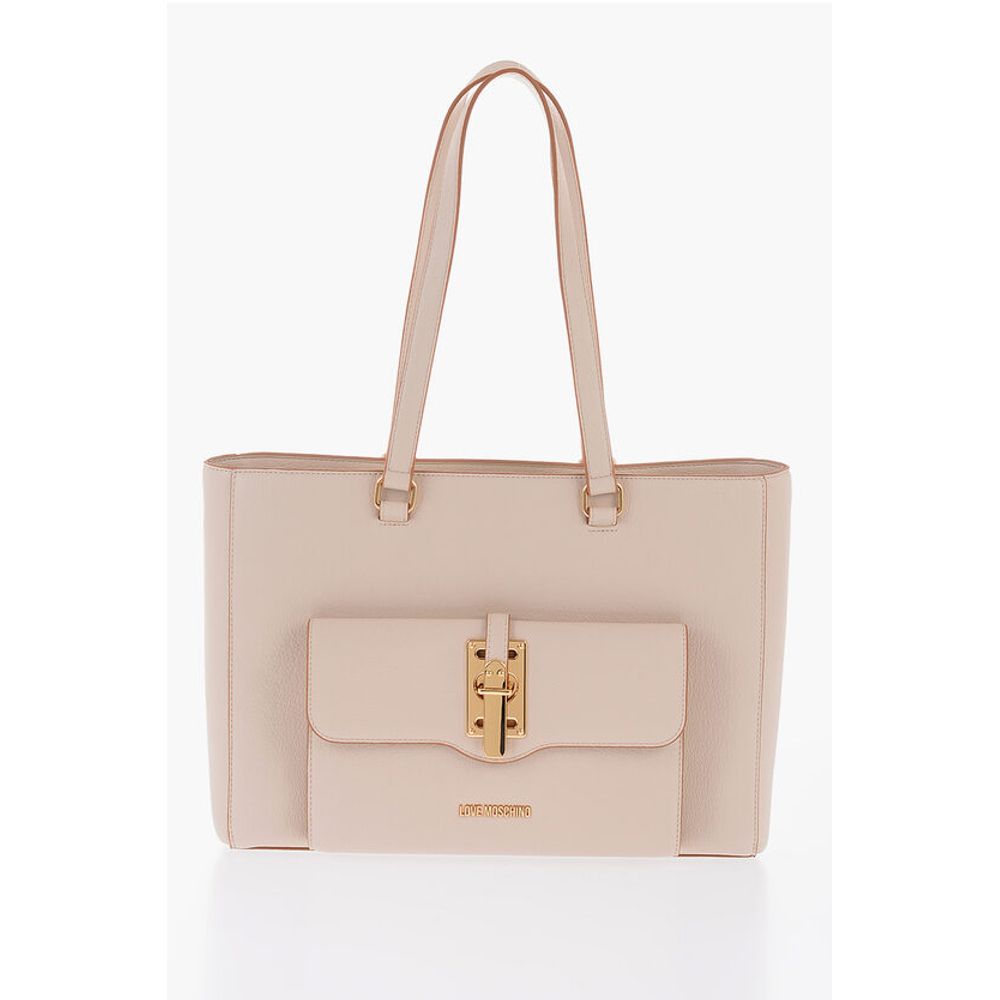 Moschino LOVE Faux Leather Tote Bag with Golden Details