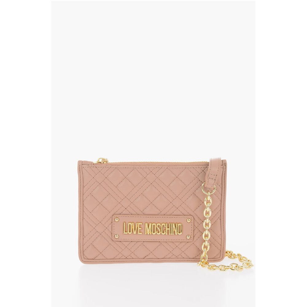 Moschino LOVE Quilted Faux Leather Clutch with Removable Chain Should