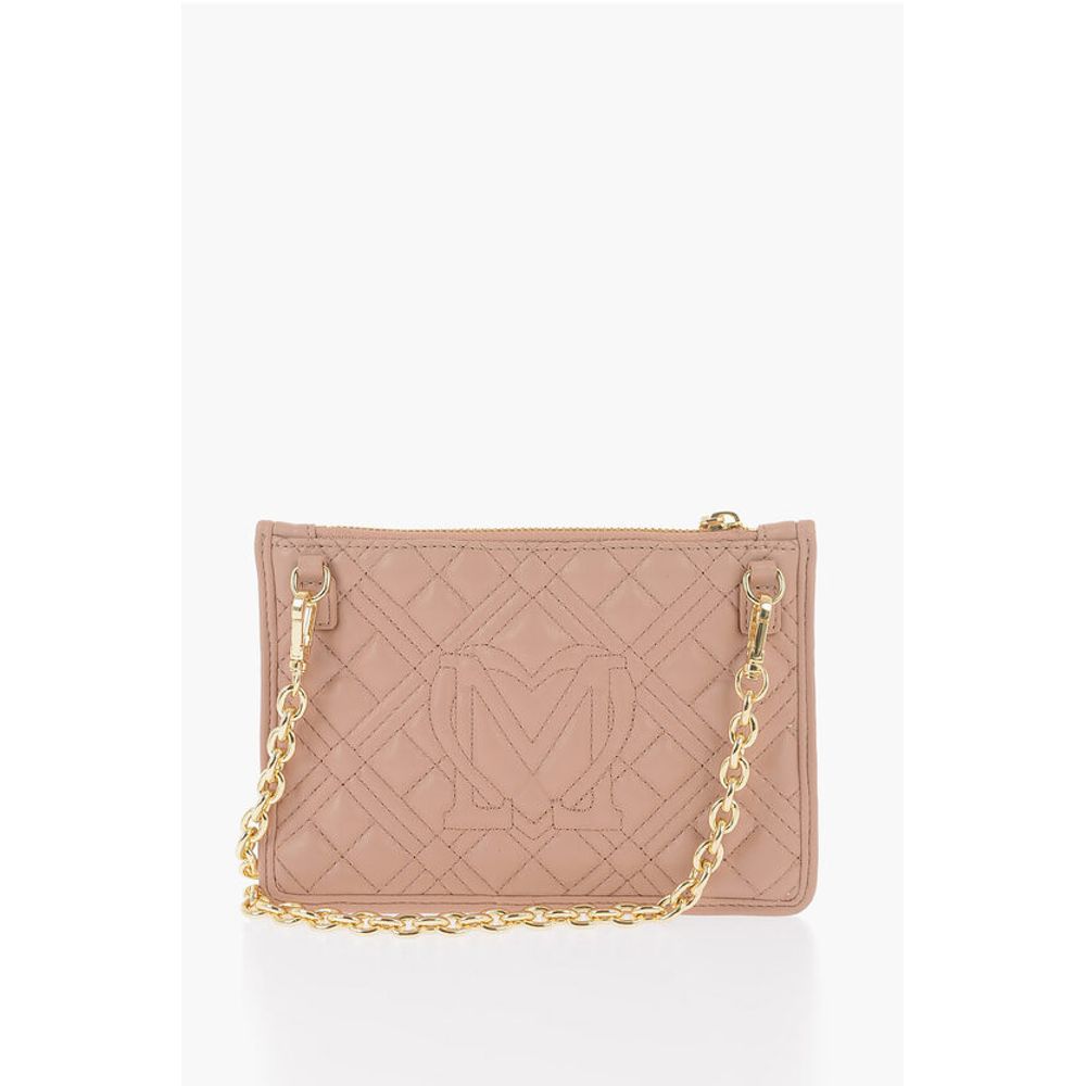 Moschino LOVE Quilted Faux Leather Clutch with Removable Chain Should - Image 2