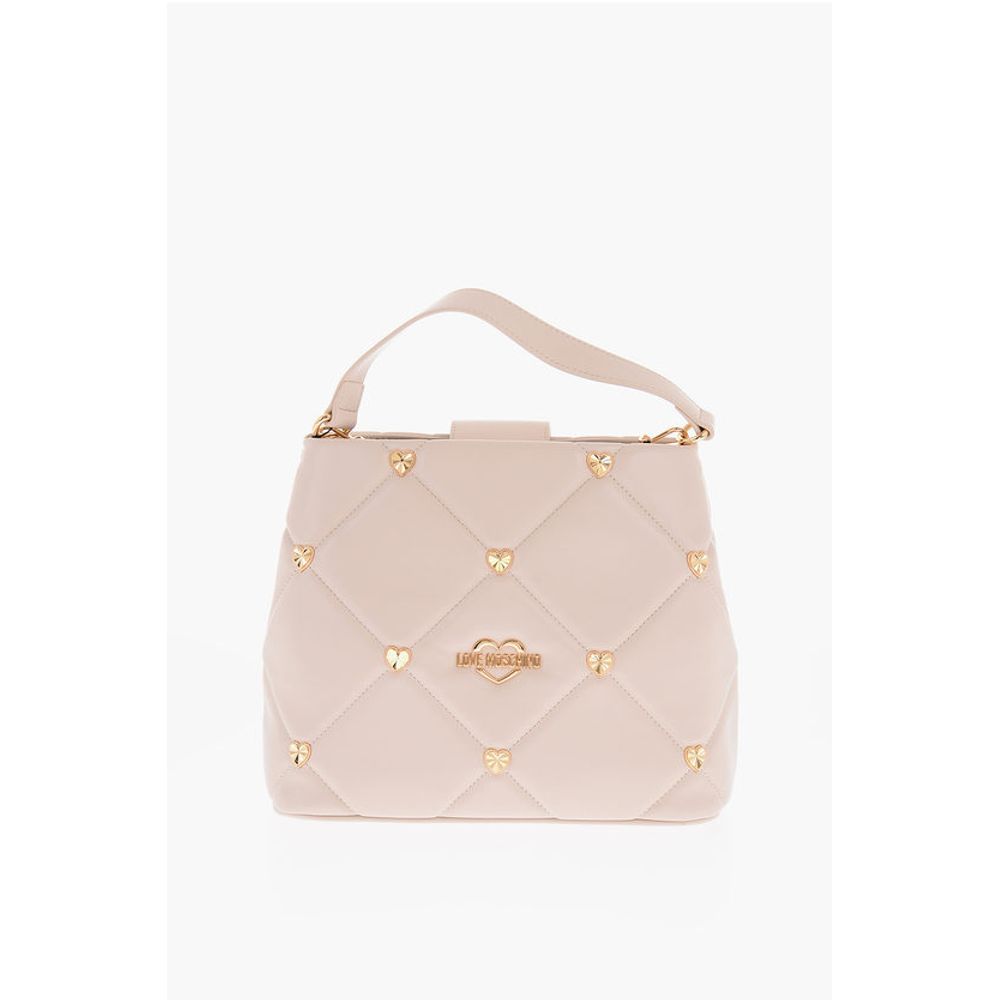Moschino LOVE Faux Leather Quilted Bag with Golden Details and Remova