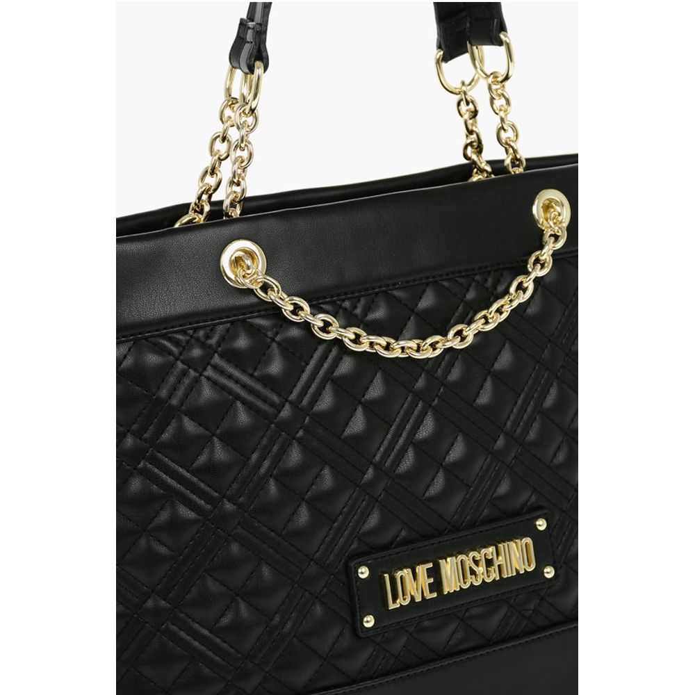 Moschino LOVE Faux Leather Quilted Shoulder Bag with Monogram - Image 3