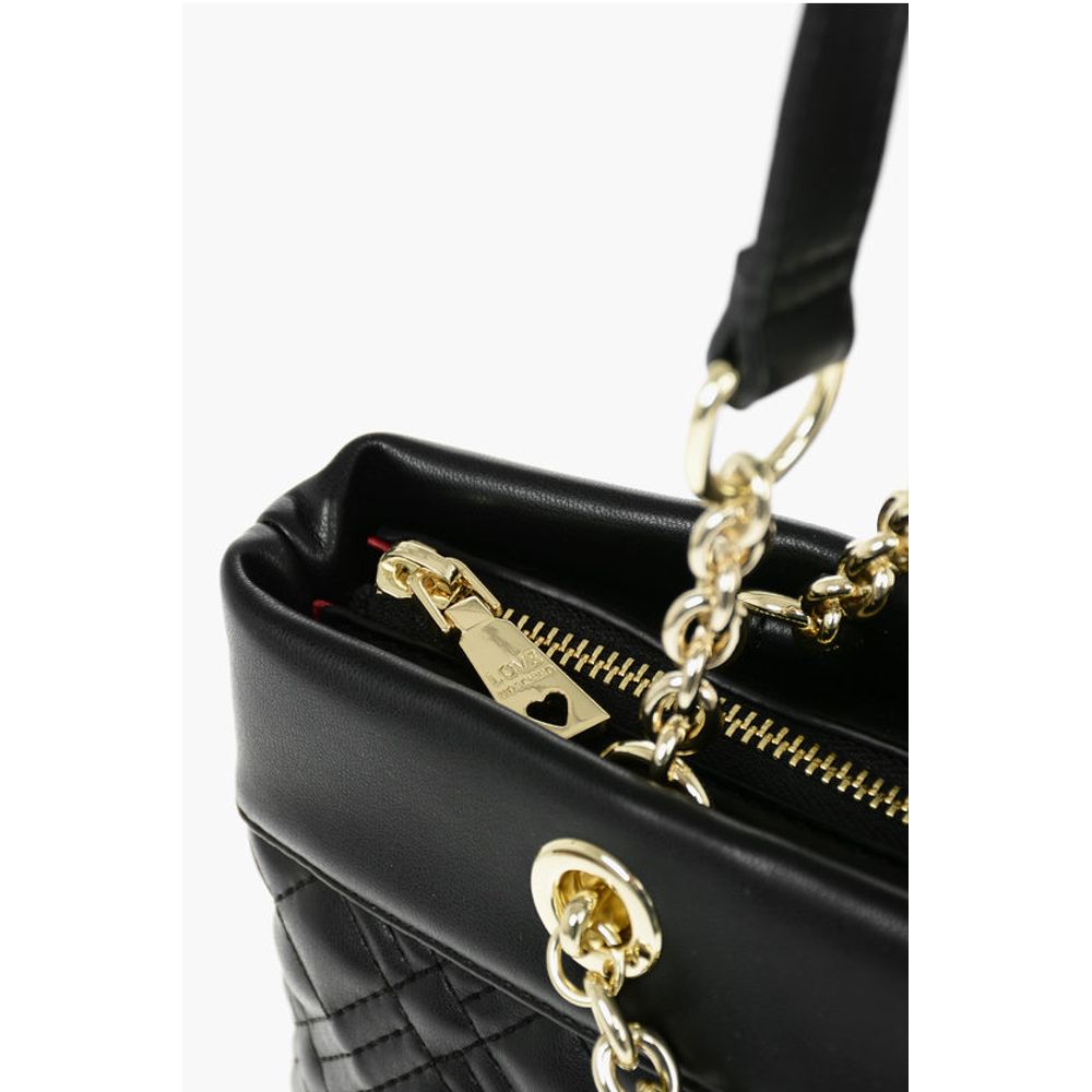 Moschino LOVE Faux Leather Quilted Shoulder Bag with Monogram - Image 4