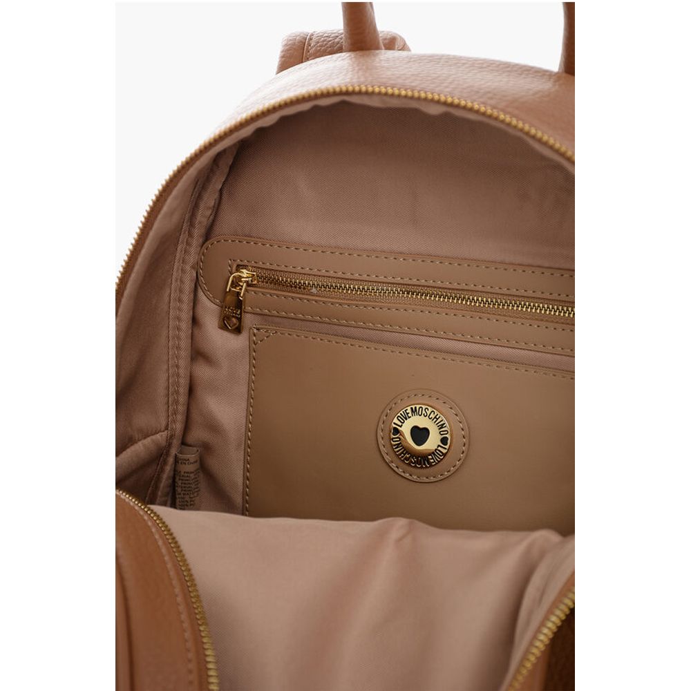 Moschino LOVE Textured Faux Leather Backpack with Embossed Logo - Image 5