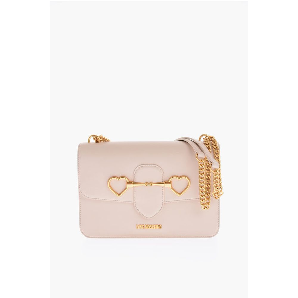 Moschino LOVE Faux Leather Shoulder Bag with Golden Chain