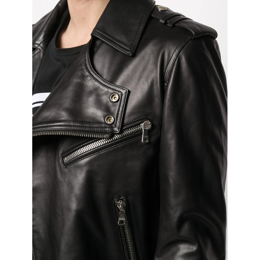 Balmain Black Leather Jacket - Image 2