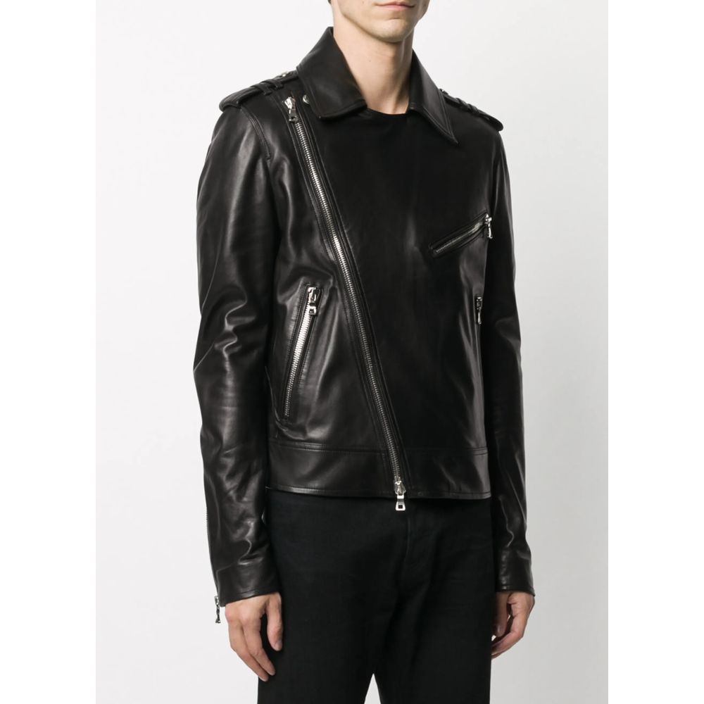 Balmain Black Leather Jacket - Image 3
