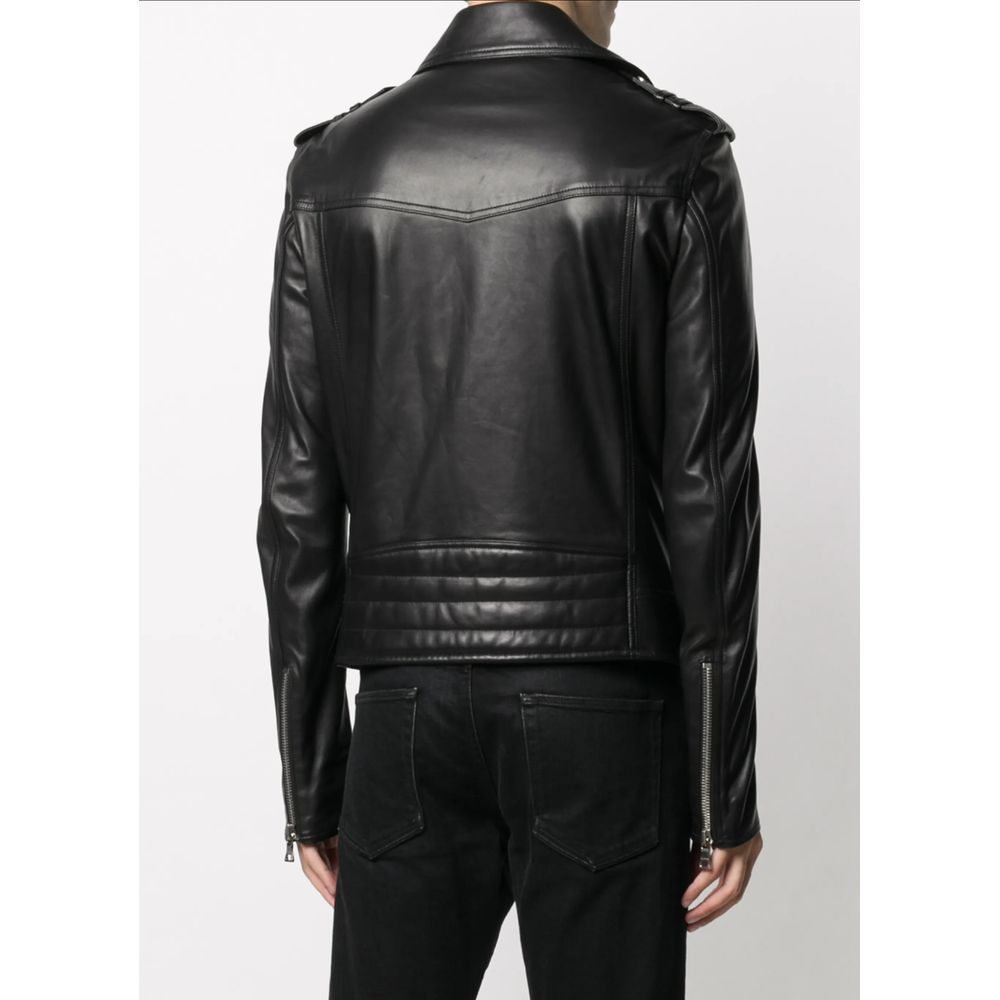 Balmain Black Leather Jacket - Image 4