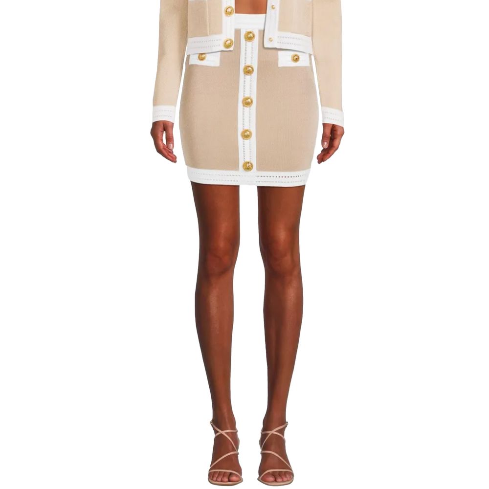 Balmain Beige Viscose Skirt - Image 2