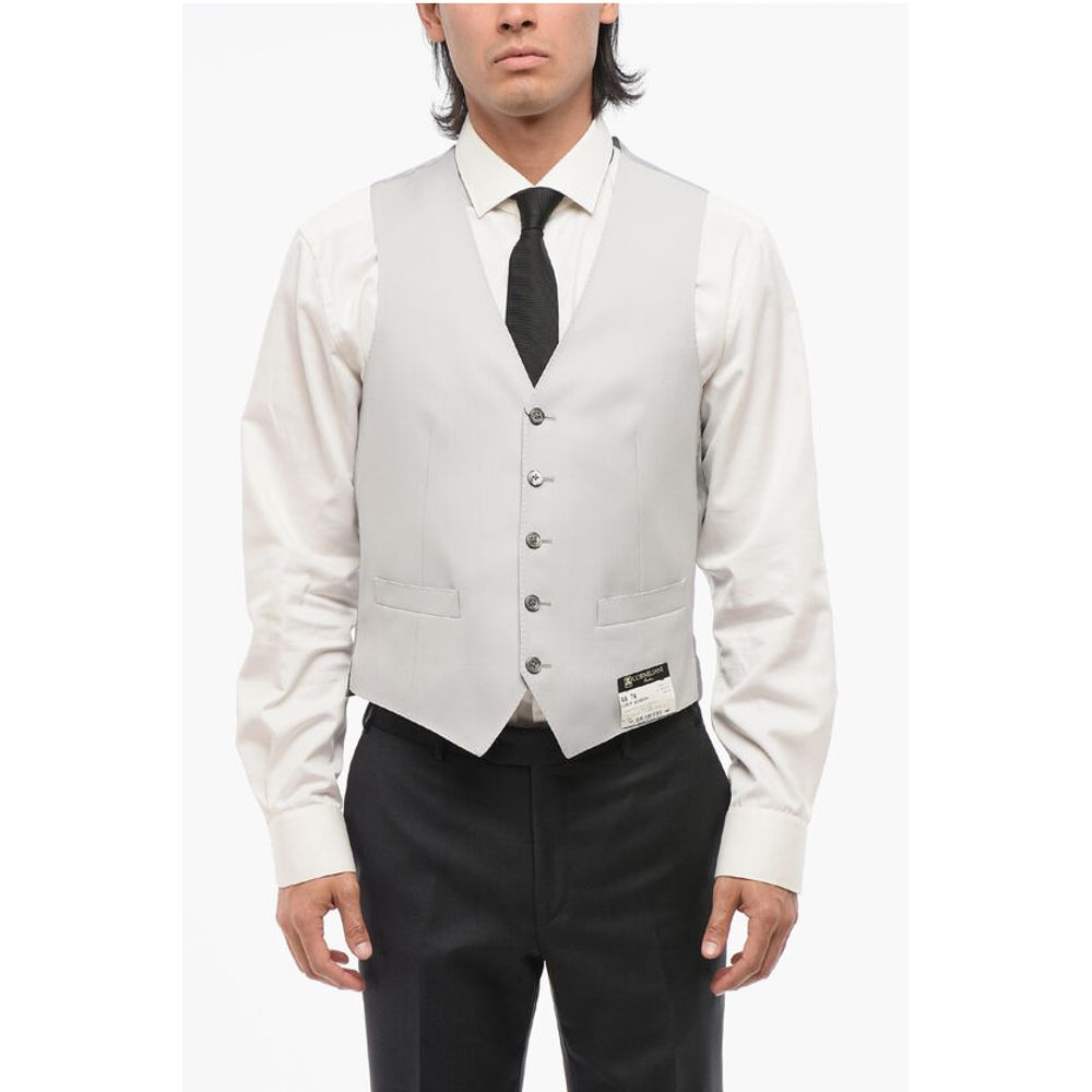 Corneliani 5 Buttons ACADEMY Wool Vest With Jetted Pockets