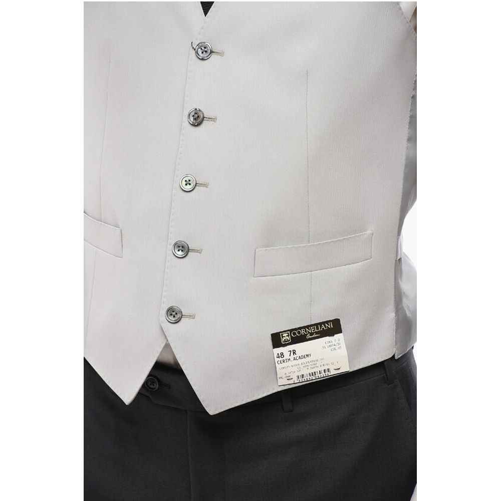 Corneliani 5 Buttons ACADEMY Wool Vest With Jetted Pockets - Image 3