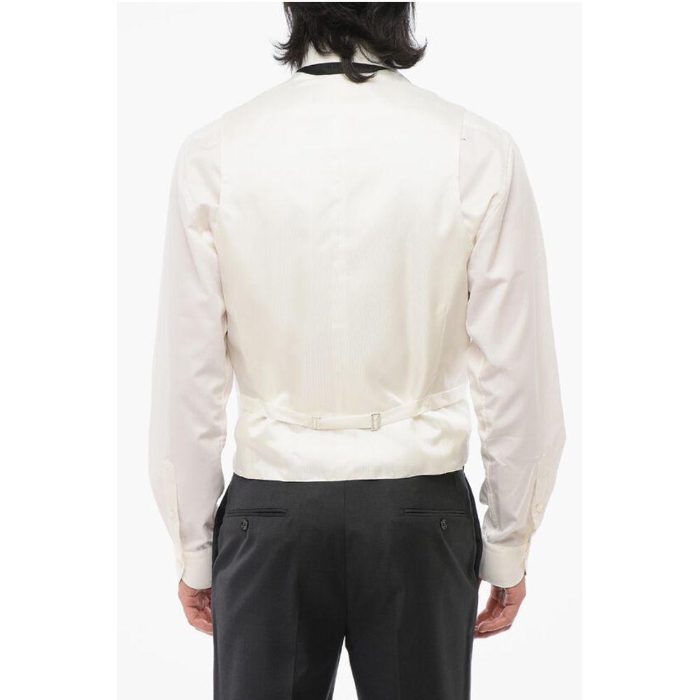 Corneliani CODE Double Breasted Patterned Silk Blend Vest With Peak Lap - Image 2