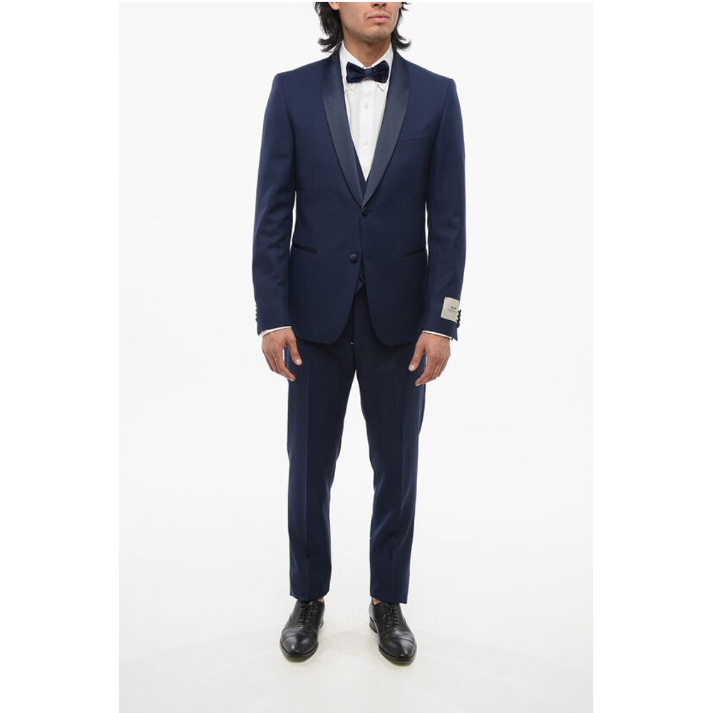 Corneliani CC COLLECTION 3-Piece RESET Suit with Satin Shawl Lapel