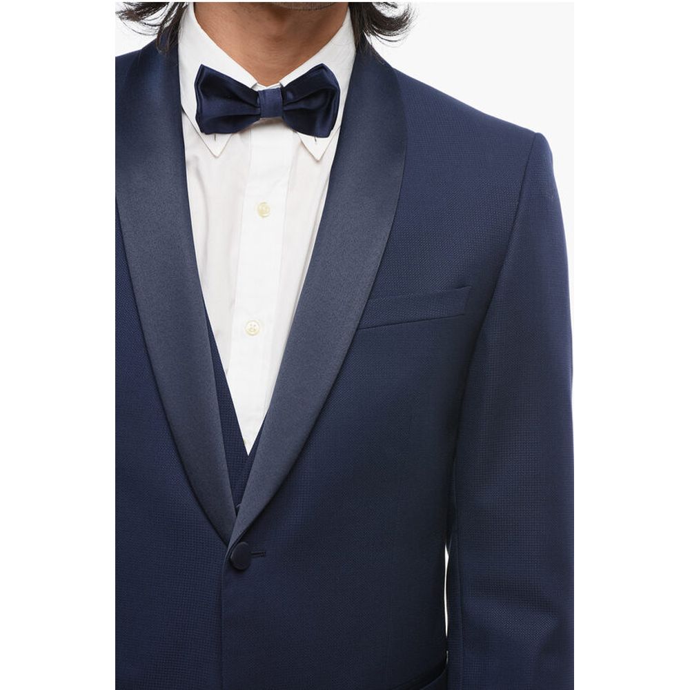 Corneliani CC COLLECTION 3-Piece RESET Suit with Satin Shawl Lapel - Image 3