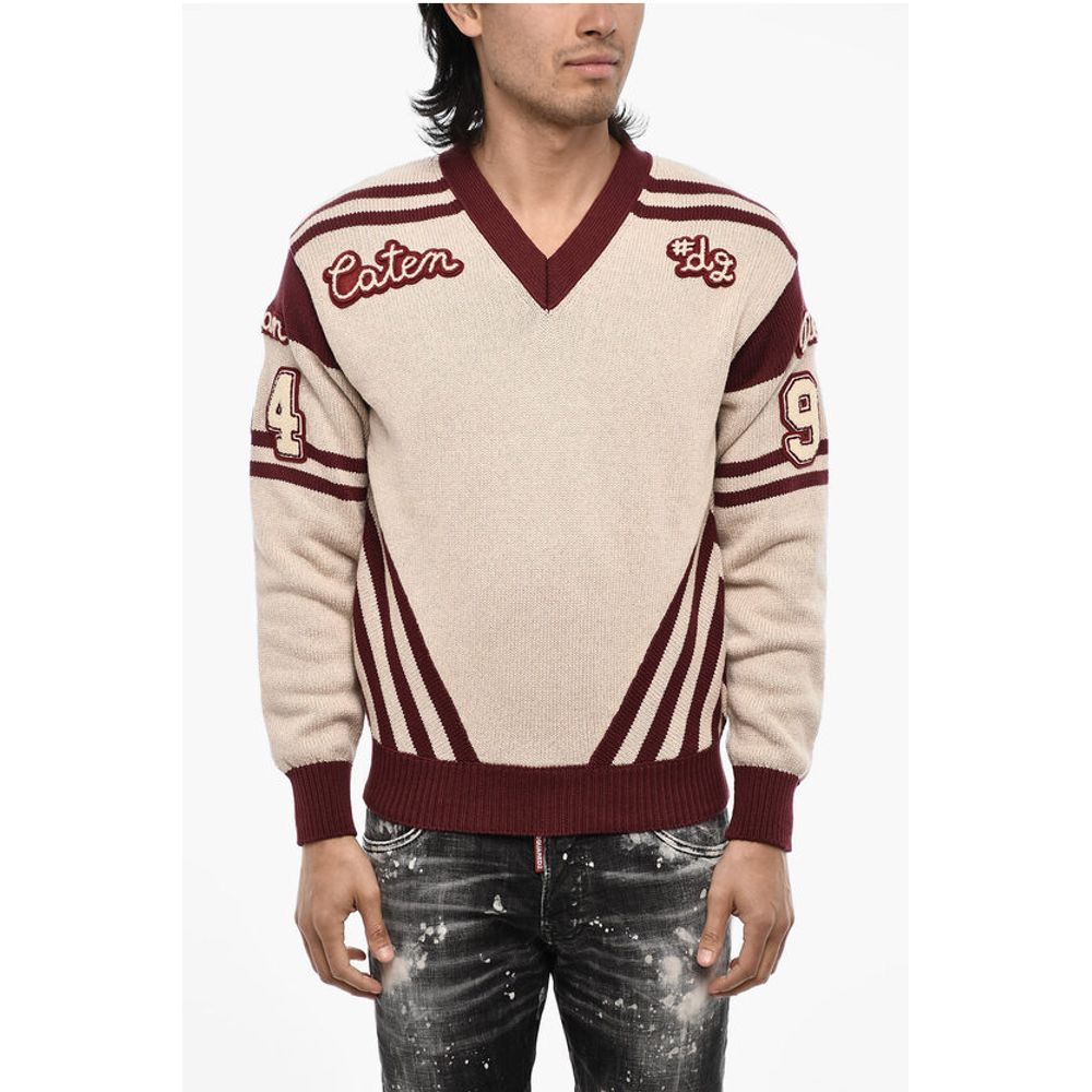 Dsquared² V-Neck Sweater with Contrasting Trims