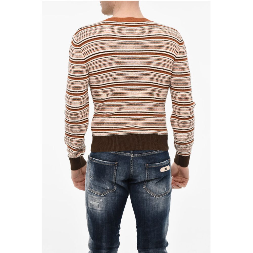 Dsquared² Striped Cotton Blend V-neck Sweater - Image 2