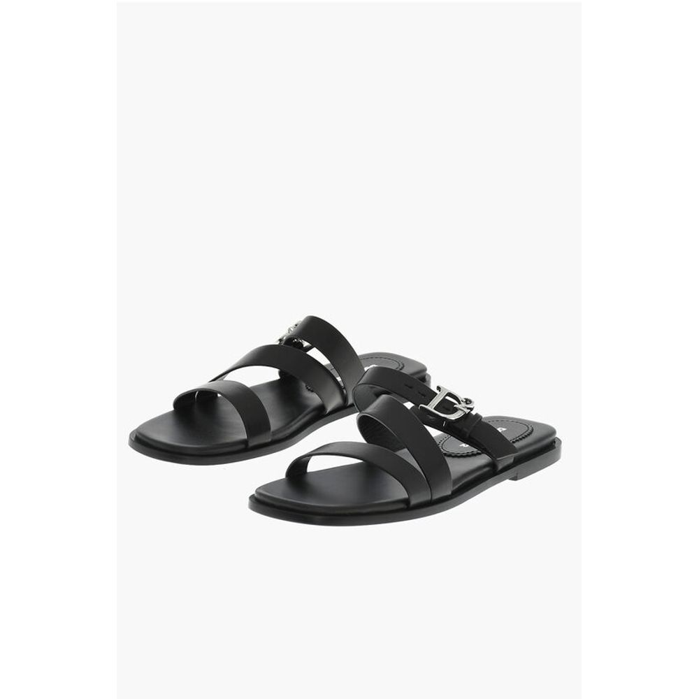 Dsquared² Leather Sandals With Logoed Buckle