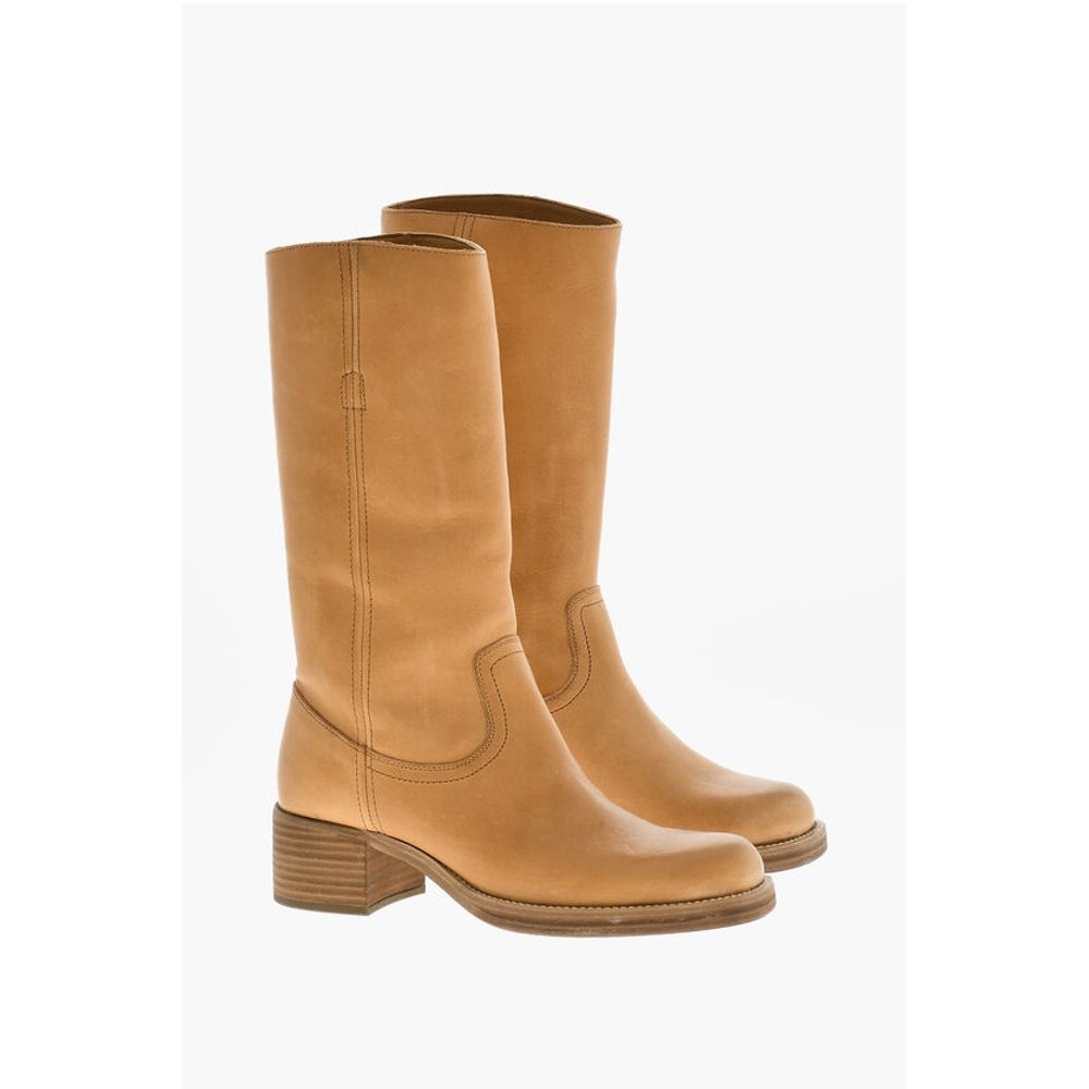 Dsquared² Hammered Leather Biker Boots Heel 5 cm