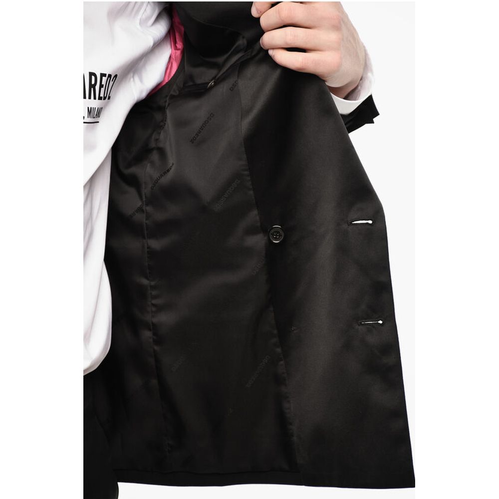Dsquared² Wool Blend Double Breasted Blazer With Satin Peak Lapel - Image 5