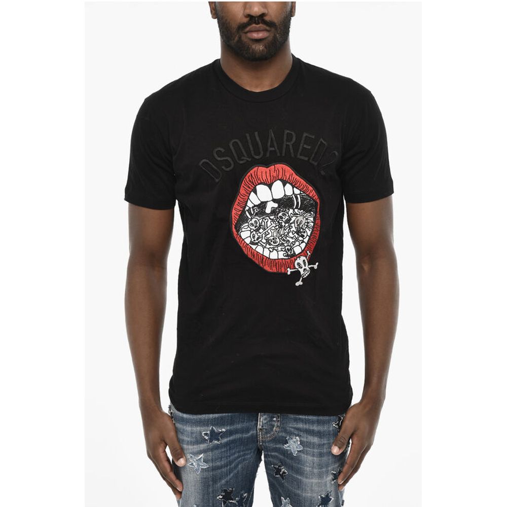 Dsquared² Cotton Crew-neck T-shirt with Frontal Embroidery
