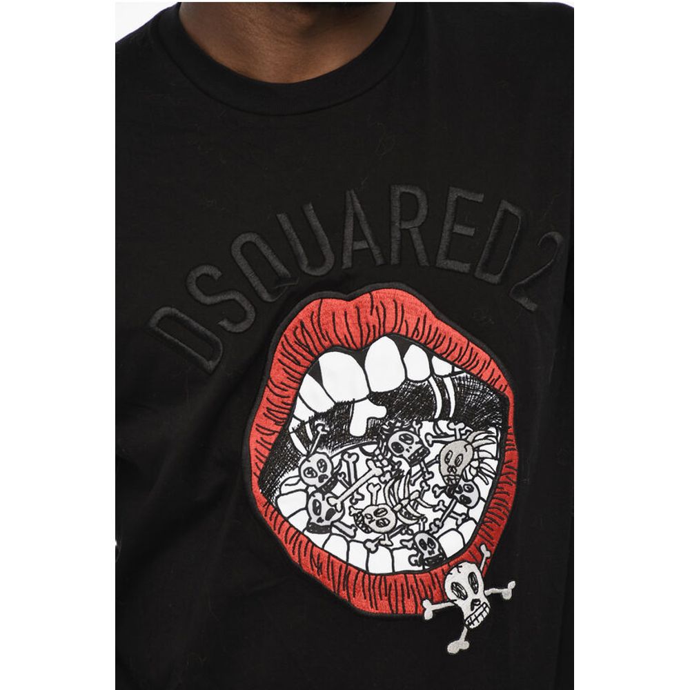 Dsquared² Cotton Crew-neck T-shirt with Frontal Embroidery - Image 3