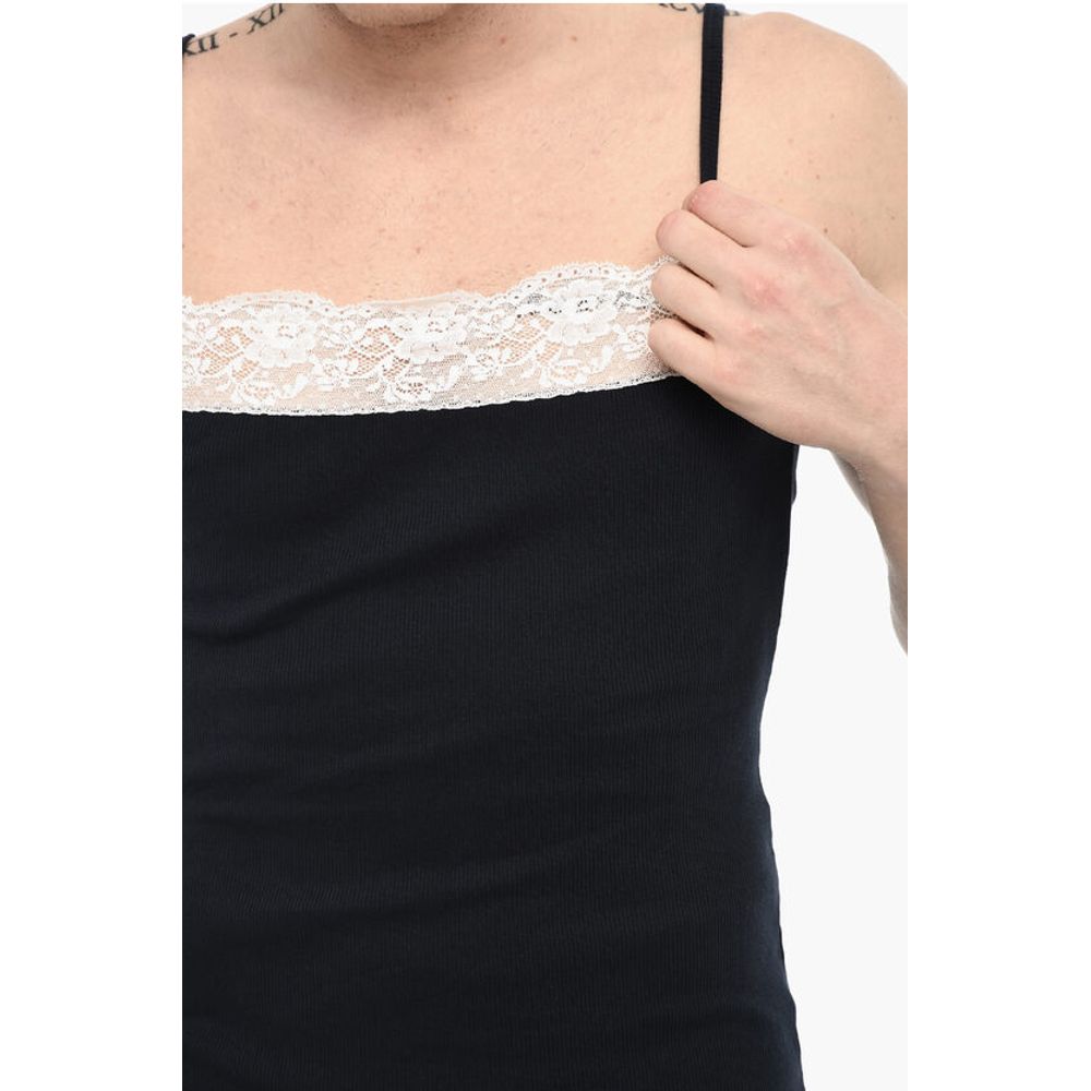 Dsquared² Ribbed Underwear Tank Top With Lace Detail - Image 3