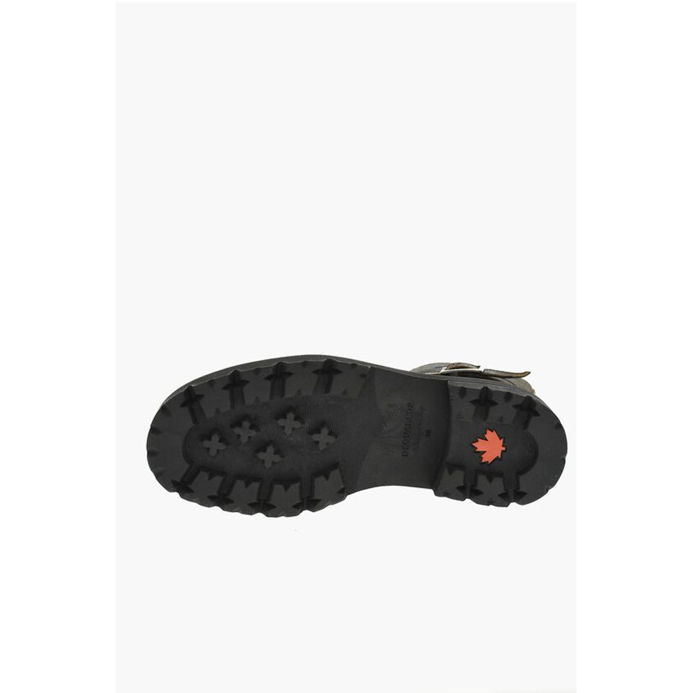 Dsquared² Vintage Effect Leather Combat Boots With Buckle - Image 5