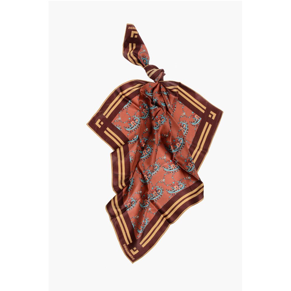 Dsquared² Silk Foulard with Floral Paisley Motif