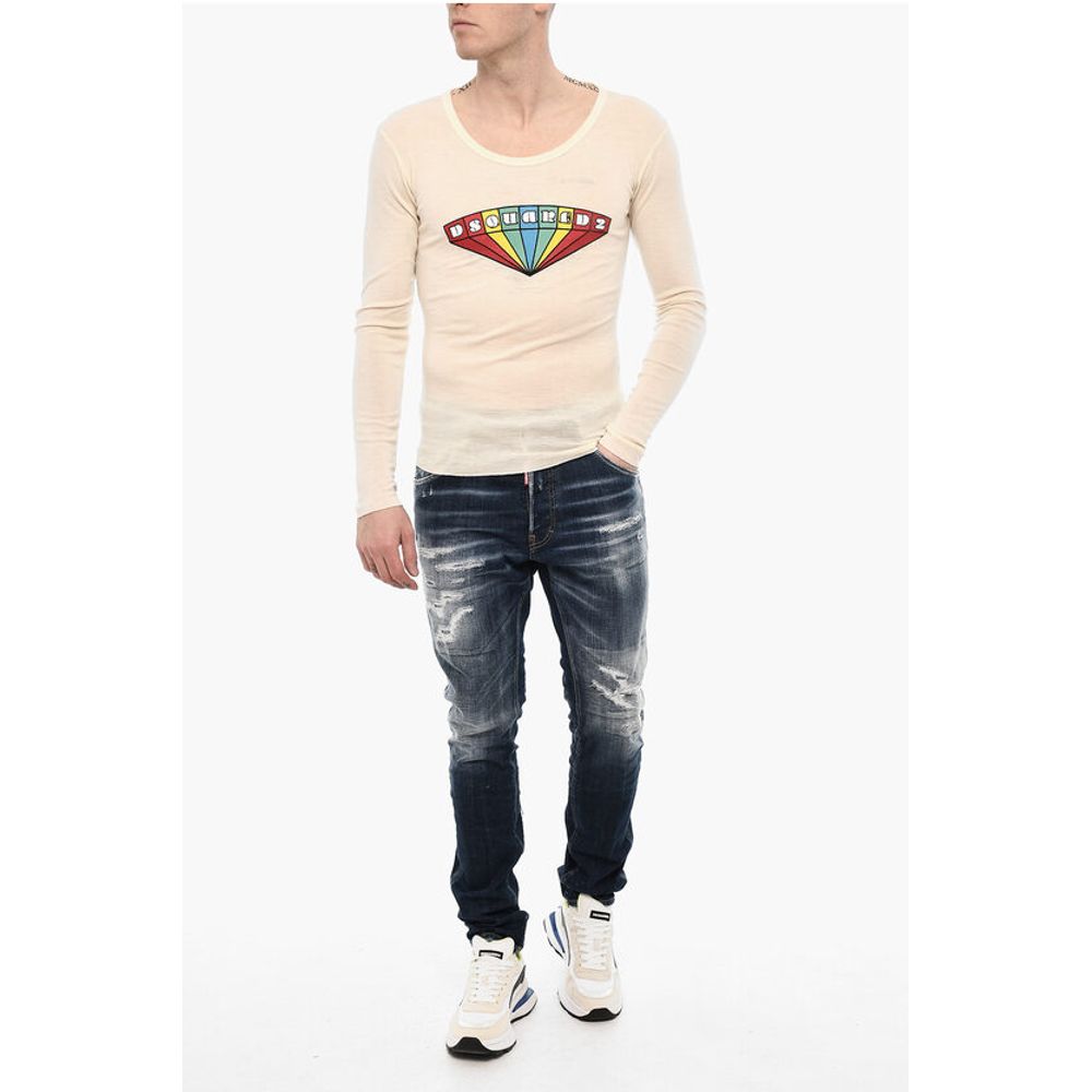 Dsquared² Slim Fit Crew-neck T-shirt with Frontal Print - Image 4