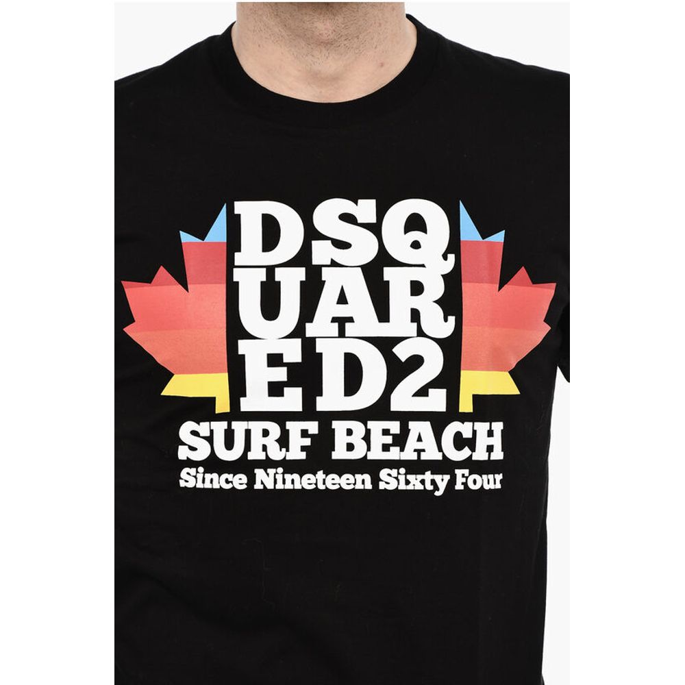 Dsquared² Cotton Crew-neck T-shirt with Frontal Maxi Print - Image 3