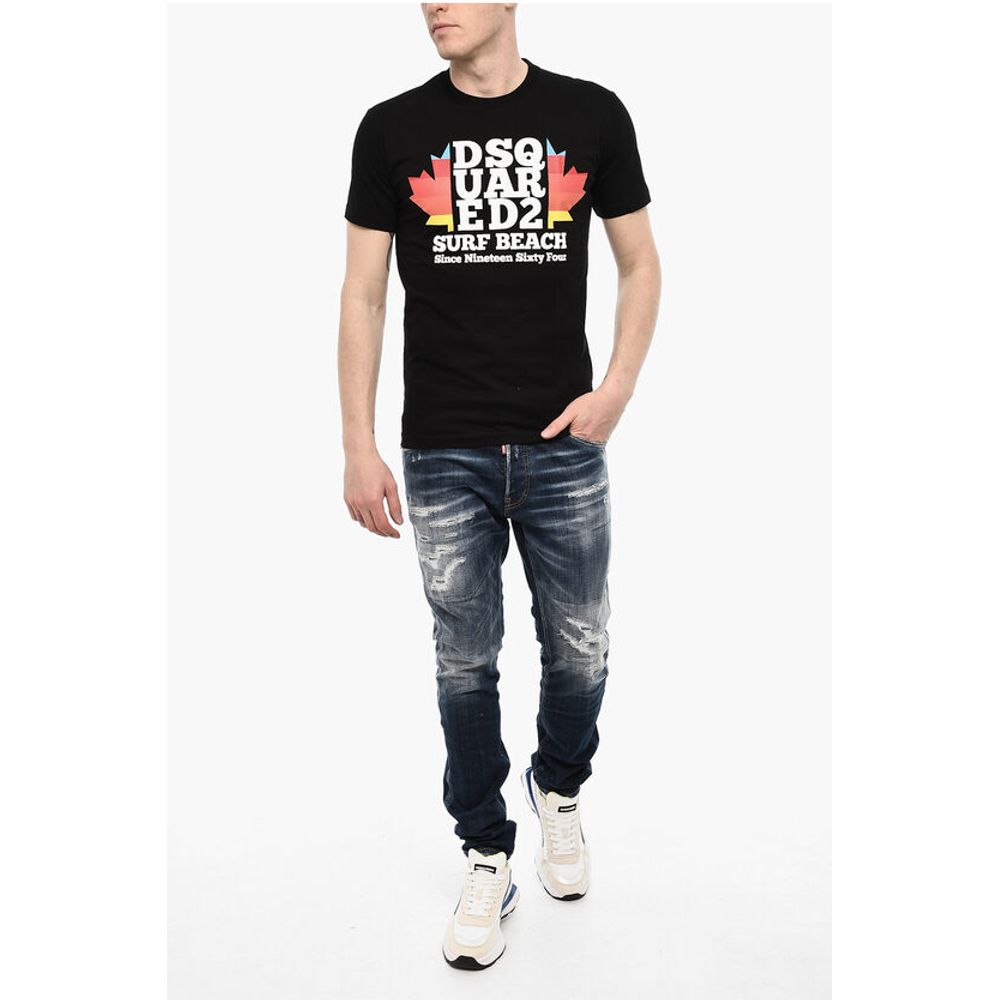 Dsquared² Cotton Crew-neck T-shirt with Frontal Maxi Print - Image 4