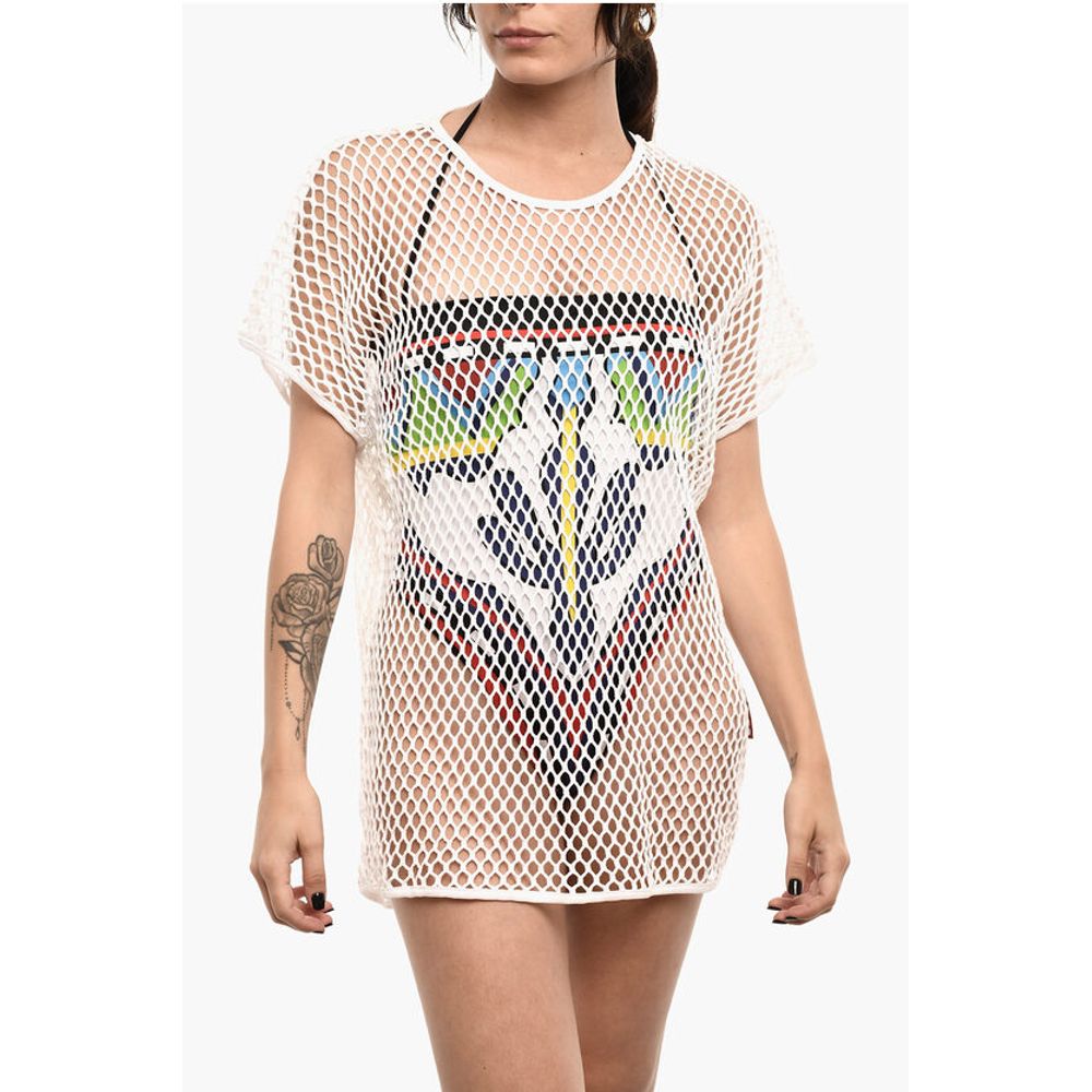 Dsquared² Solid Color Openwork Beach Cover-up Dress