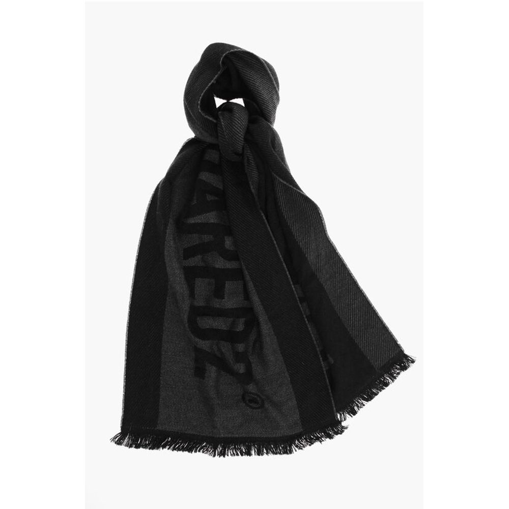 Dsquared² Two-Tone Wool Scarf with Maxi Logo
