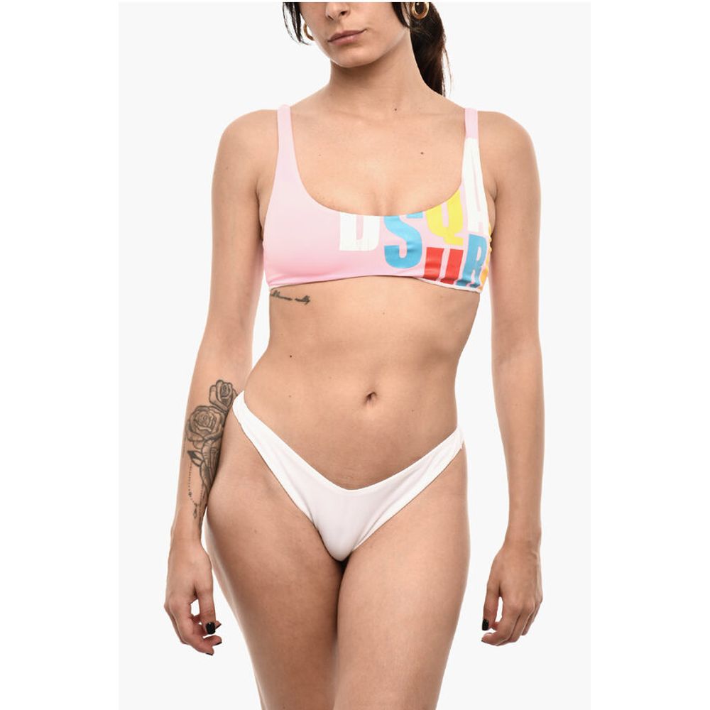 Dsquared² Printed Cotton Bandeau Bikini Top