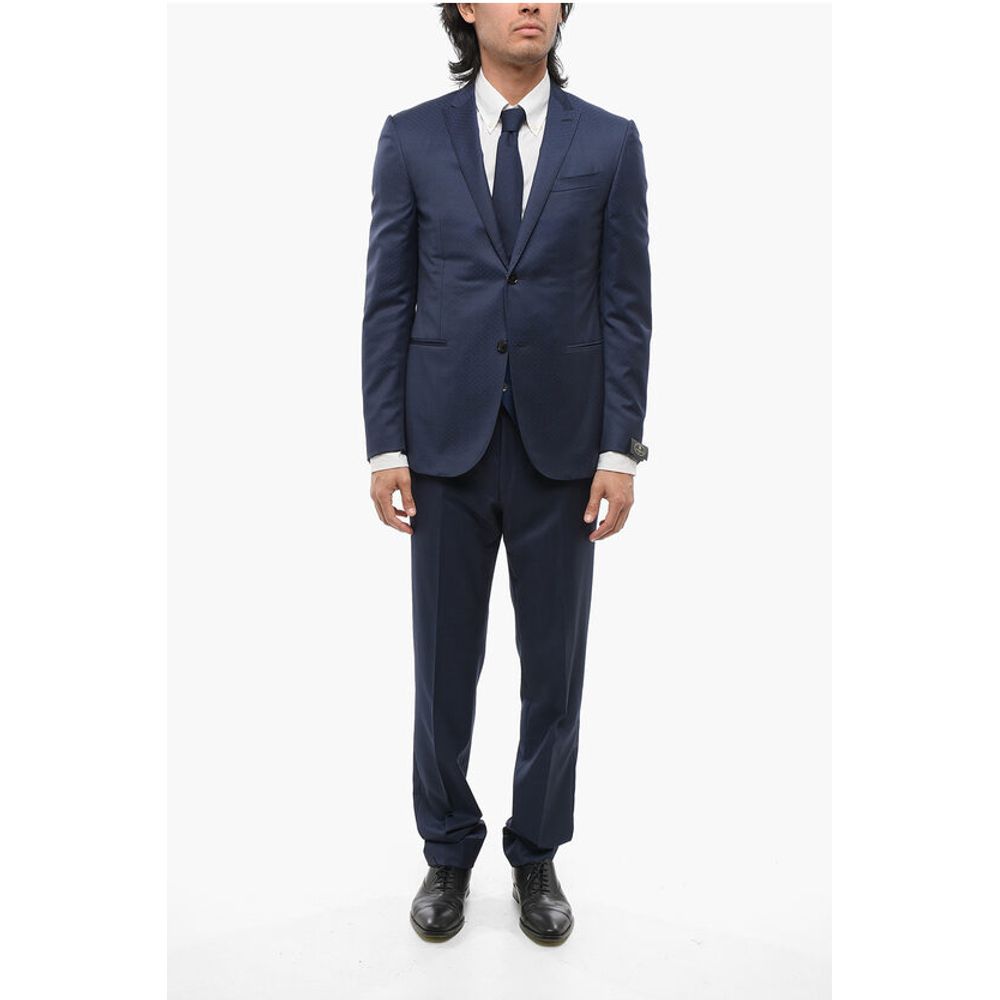 Corneliani Dotted CERIMONIA ACADEMY Suit with Peak Lapel