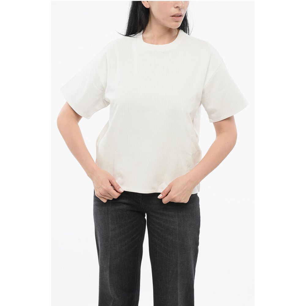Bottega Veneta Crew Neck Cotton T-Shirt with Popeline Lining