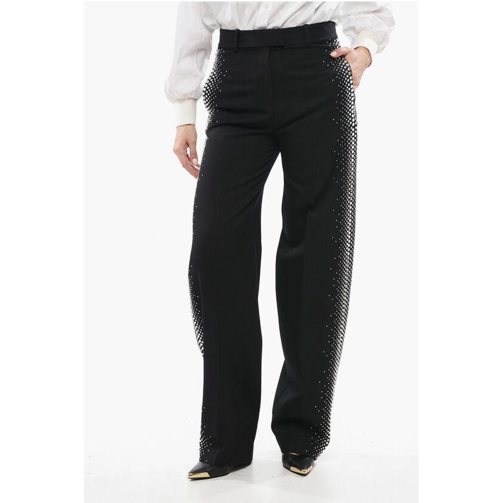 The Attico Jagger Wide-leg Pants with Rhinestones
