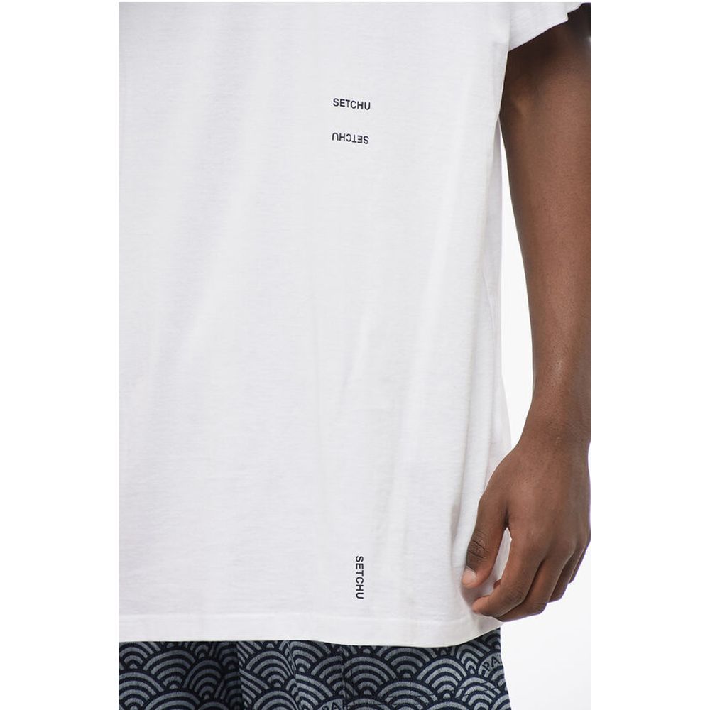 Setchu Crew Neck Cotton T-Shirt with Printed Logo - Image 3