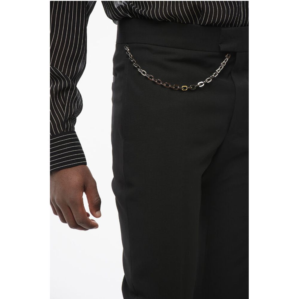 Givenchy 4-Pocketed Virgin Wool Pants with Chain Detail - Image 3