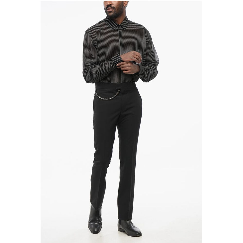 Givenchy 4-Pocketed Virgin Wool Pants with Chain Detail - Image 4