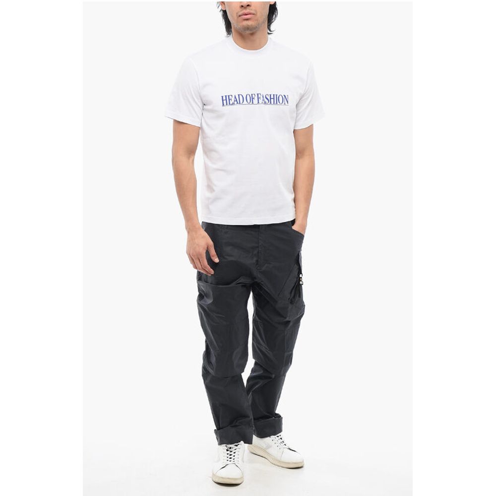 SUNNEI Solid Color HEAD OF FASHION Crew-neck T-Shirt with Contrasti - Image 4