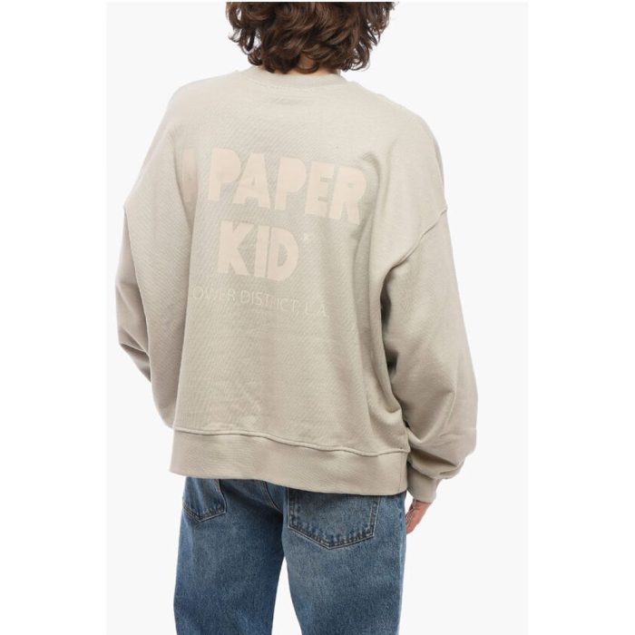 A Paper Kid Brushed Cotton Crew-neck Sweatshirt with Maxi Back Print - Image 2