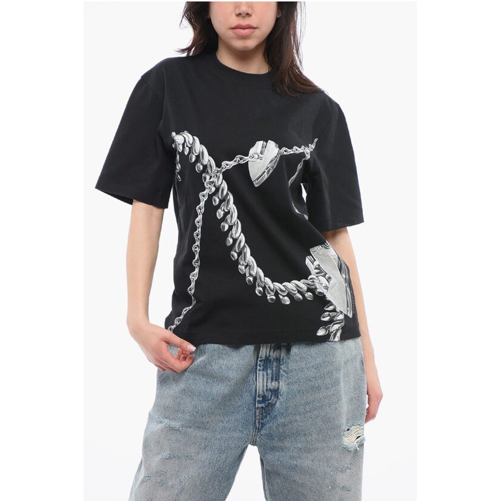 Burberry Crew Neck CHAINED Cotton T-Shirt with Print