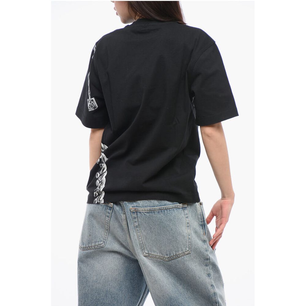 Burberry Crew Neck CHAINED Cotton T-Shirt with Print - Image 2