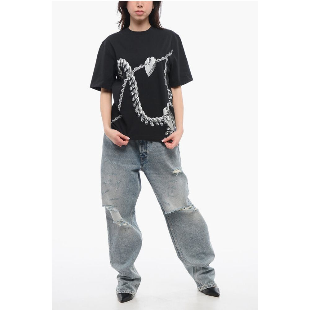 Burberry Crew Neck CHAINED Cotton T-Shirt with Print - Image 4