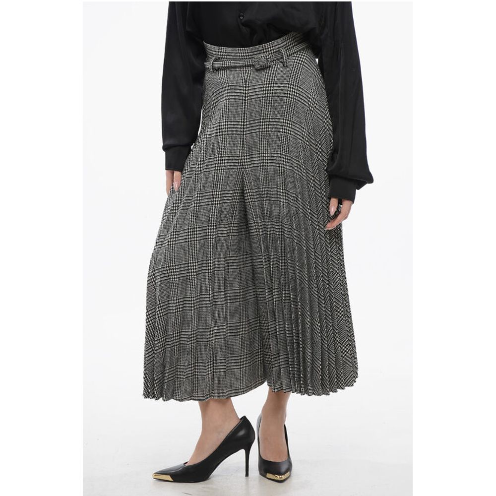 Dior Accordion Wool Blend Gaucho Pants with District Check Patter