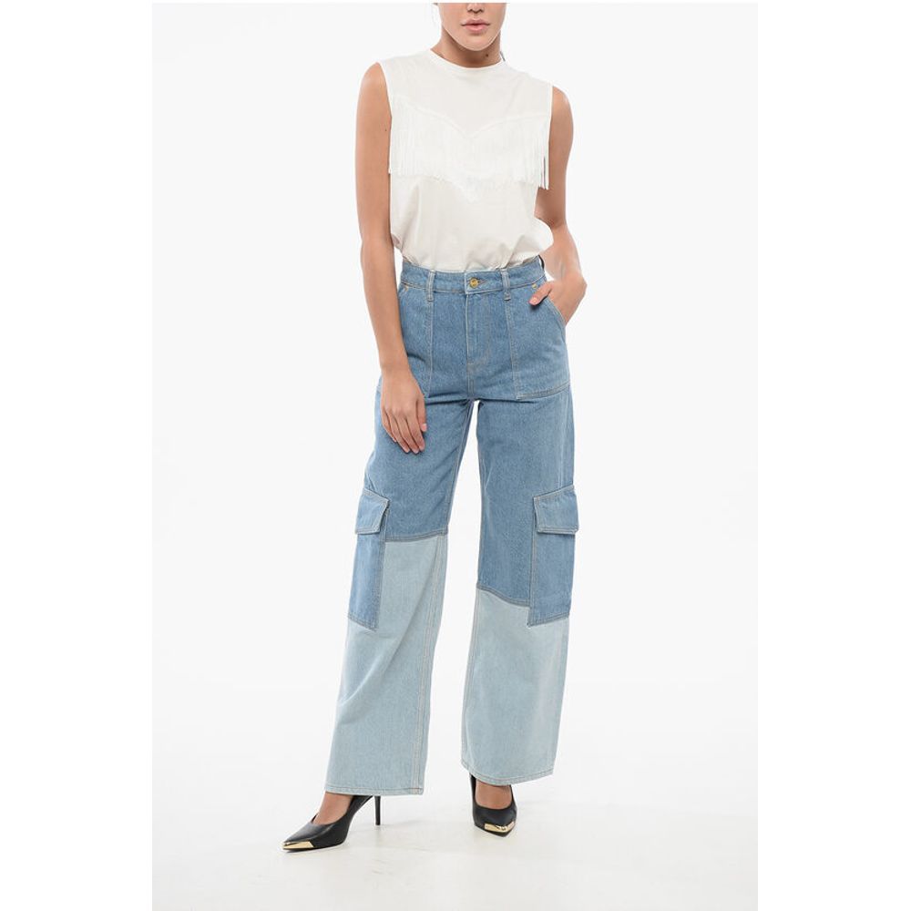 Ganni Two-Tone Loose Fit Cargo Jeans 26cm - Image 4