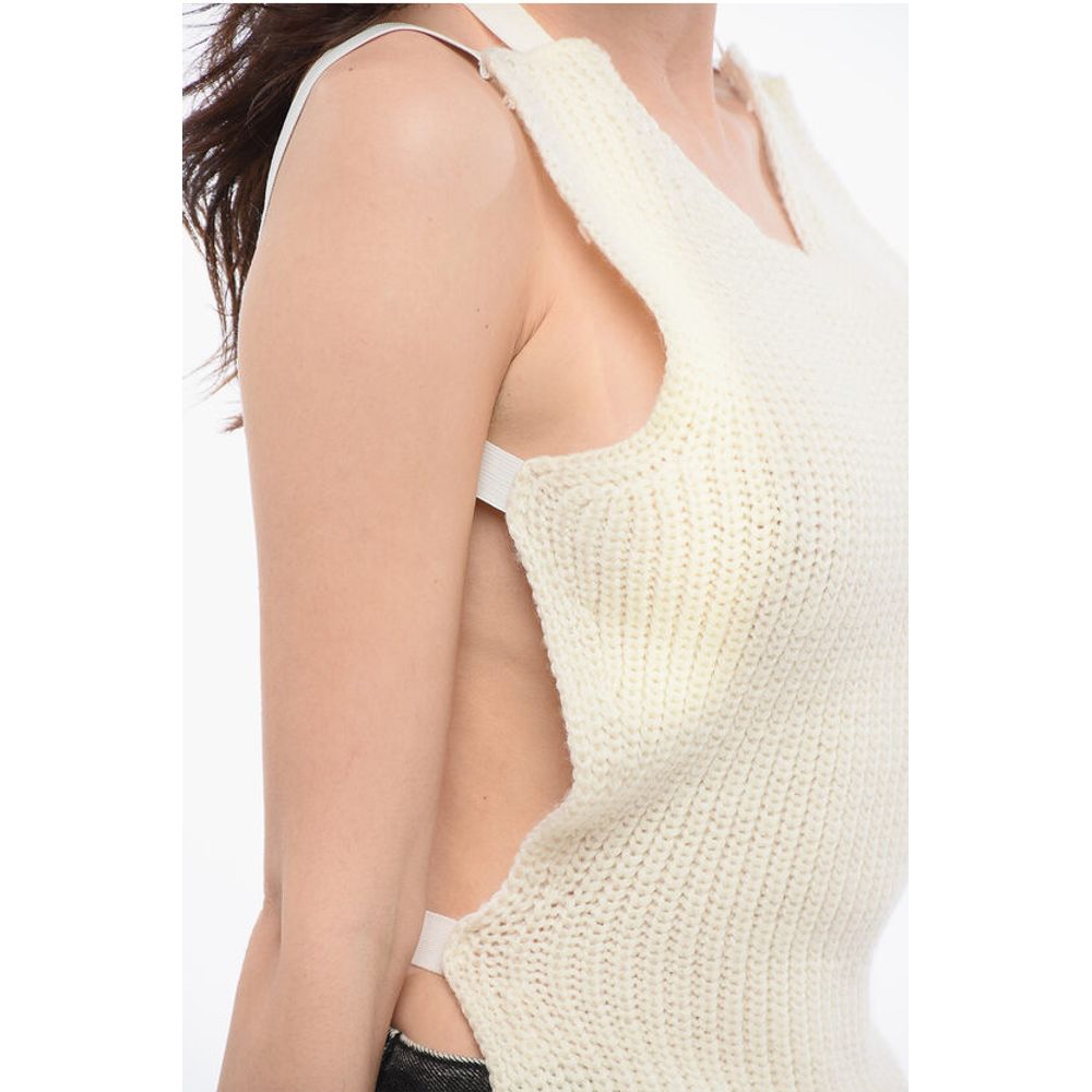 Maison Margiela MM6 Bare Back Knitted Top with Fringed Hem - Image 3